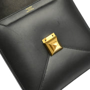 Hermes 1994 Black Box Calf Medor Shoulder Bag