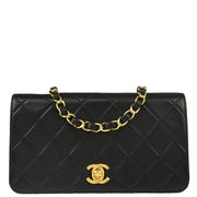 Chanel 2001-2003 Black Lambskin Turnlock Mini Full Flap Shoulder Bag