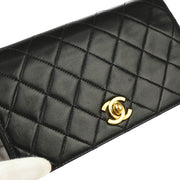 Chanel 2001-2003 Black Lambskin Turnlock Mini Full Flap Shoulder Bag