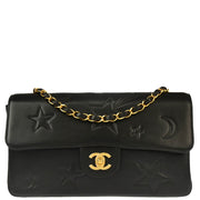 Chanel 1994-1996 Black Lambskin Star Stitch Shoulder Bag