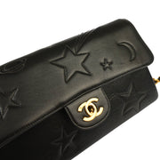 Chanel 1994-1996 Black Lambskin Star Stitch Shoulder Bag