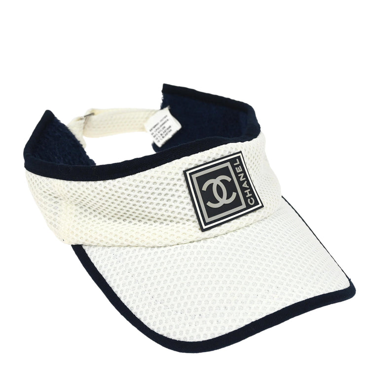 Chanel Sport Line Visor Hat White #One Size Small Good