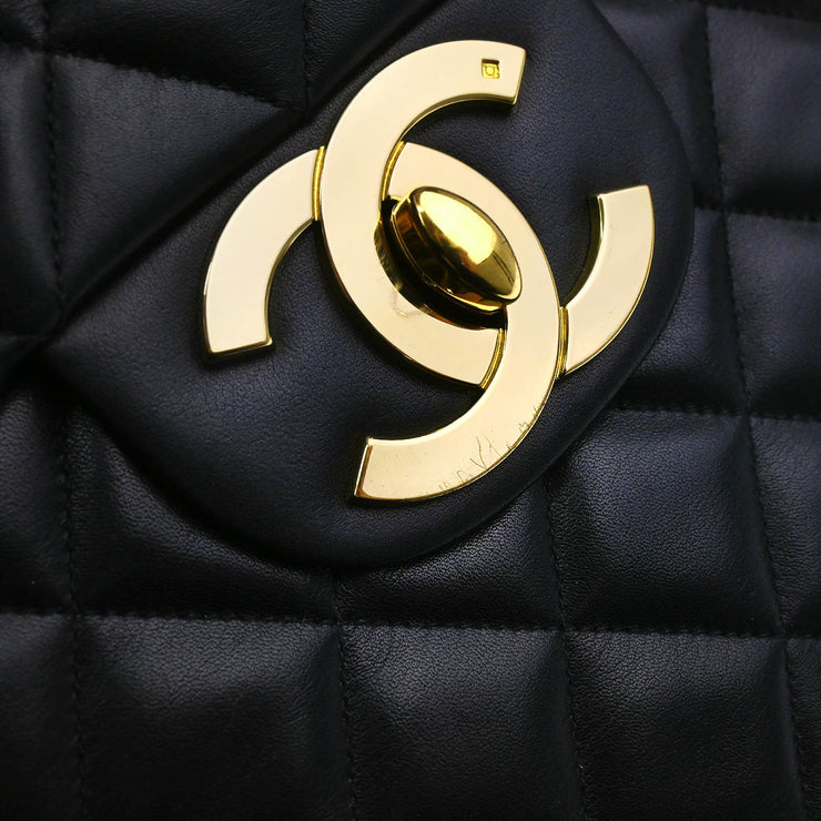 Chanel 1994-1996 Black Lambskin Maxi Classic Flap Shoulder Bag