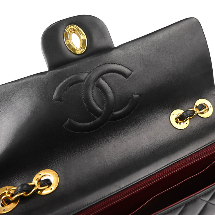 Chanel 1994-1996 Black Lambskin Maxi Classic Flap Shoulder Bag