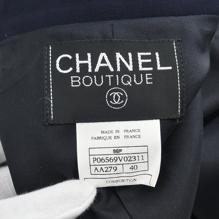 Chanel 1996 Single Breasted Jacket Navy #40