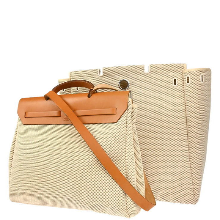 Hermes 2003 Beige Toile GM Herbag MM 2 in 1 2way Handbag