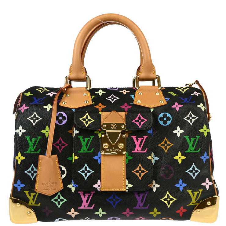 Louis Vuitton 2003 Black Monogram Multicolor Speedy 30 Handbag M92642