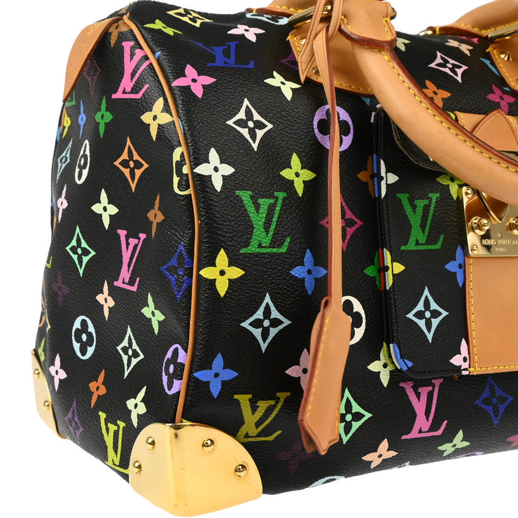 Louis Vuitton 2003 Black Monogram Multicolor Speedy 30 Handbag M92642