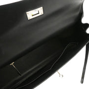 Hermes 2003 Black Vache Kelly 35 Sellier 2way Shoulder Handbag