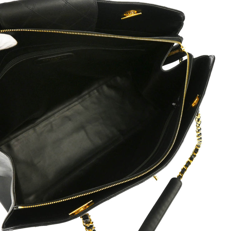 Chanel 1991-1994 Black Lambskin Supermodel Bicolore Shoulder Bag