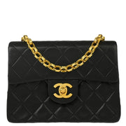 Chanel 1989-1991 Black Lambskin Mini Classic Square Flap Shoulder Bag 17