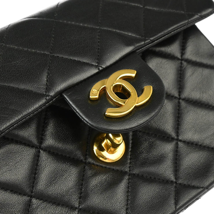 Chanel 1989-1991 Black Lambskin Mini Classic Square Flap Shoulder Bag 17