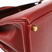 Hermes 1992 Rouge H Courchevel Kelly 40 Retourne Handbag