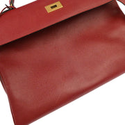 Hermes 1992 Rouge H Courchevel Kelly 40 Retourne Handbag