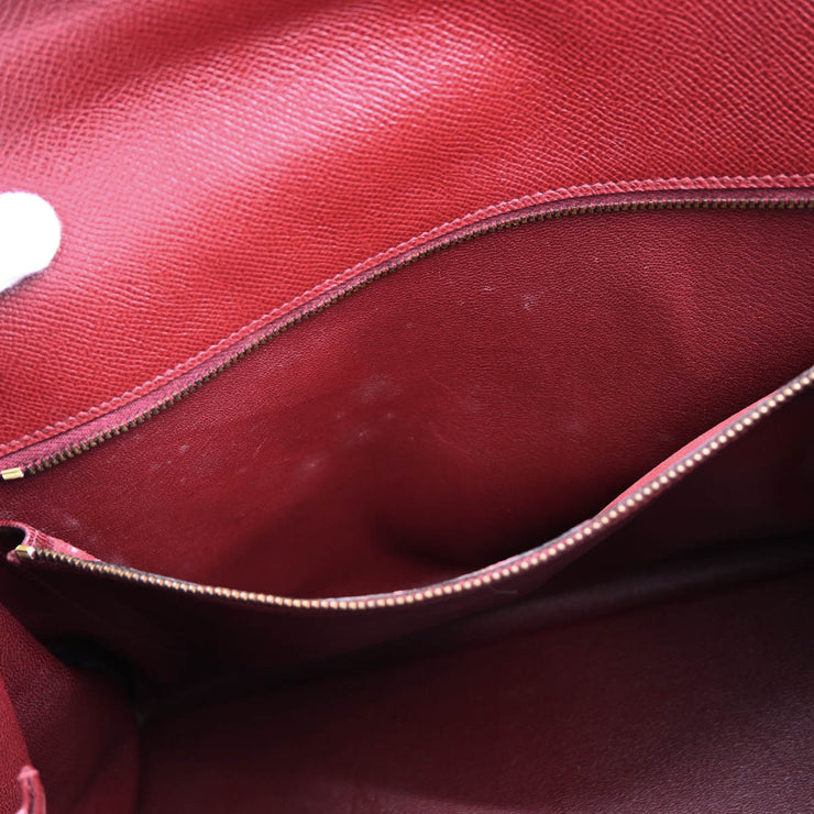 Hermes 1992 Rouge H Courchevel Kelly 40 Retourne Handbag