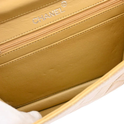 Chanel 1986-1988 Beige Lambskin 2way Shoulder Handbag
