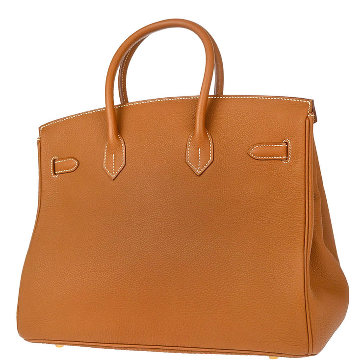 Hermes 2002 Gold Togo Birkin 35 Handbag