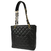 Chanel 2006-2008 Black Caviar Petite Shopping Tote PST Chain Handbag