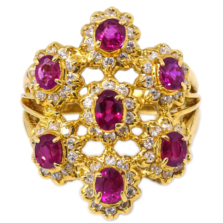 Ring K18 Ruby Diamond Gold #50 #10