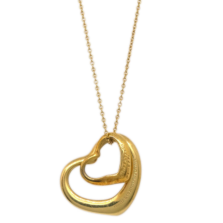 Tiffany & Co. Open Heart Pendant Necklace 18K Gold