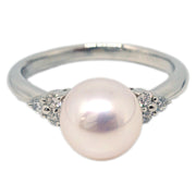 Ring PT900 Genuine Pearl Diamond Silver#52 #12