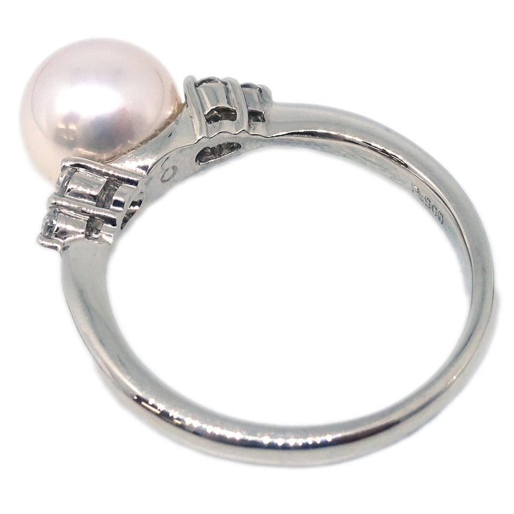 Ring PT900 Pearl Diamond Silver#52 #12