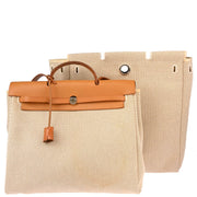 Hermes 2002 Beige Toile GM Herbag MM 2 in 1 2way Handbag