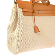 Hermes 2002 Beige Toile GM Herbag MM 2 in 1 2way Handbag