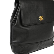 Chanel 1996-1997 Black Caviar Triple CC Backpack