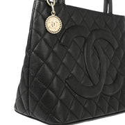 Chanel 2000-2001 Black Caviar Medallion Tote Handbag