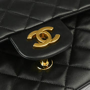 Chanel 1996-1997 Black Lambskin Small Classic Double Flap Shoulder Bag