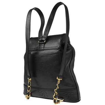 Chanel 1996-1997 Black Caviar Triple CC Backpack