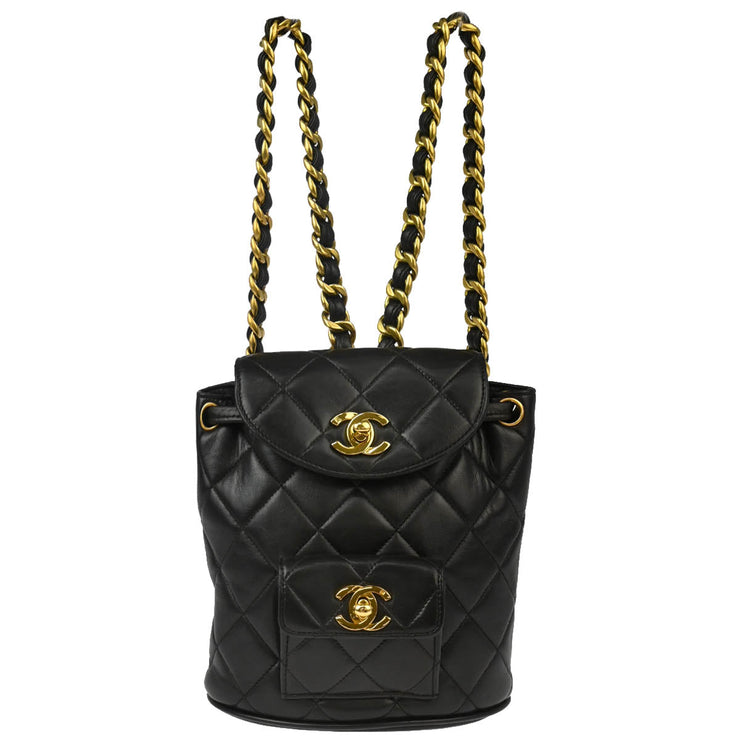 Chanel 1991-1994 Black Lambskin Duma Backpack Small