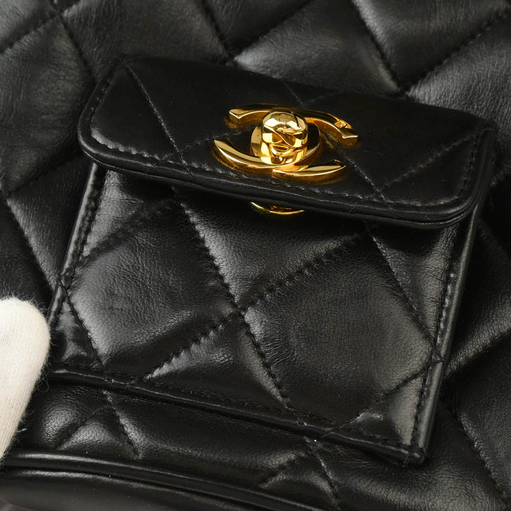 Chanel 1991-1994 Black Lambskin Duma Backpack Small