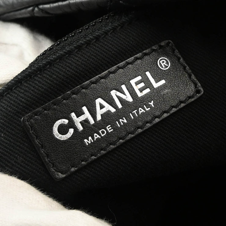 Chanel 2009-2010 Black Lambskin Fur Mademoiselle Lock Tote Shoulder Bag