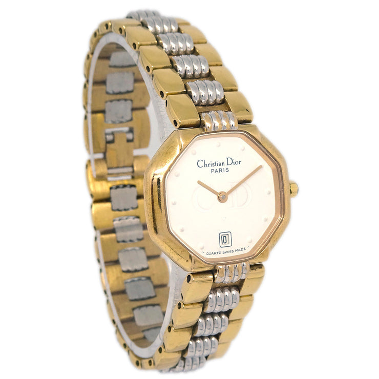 Christian Dior 48 133 Octagon Quartz Watch SS Gold