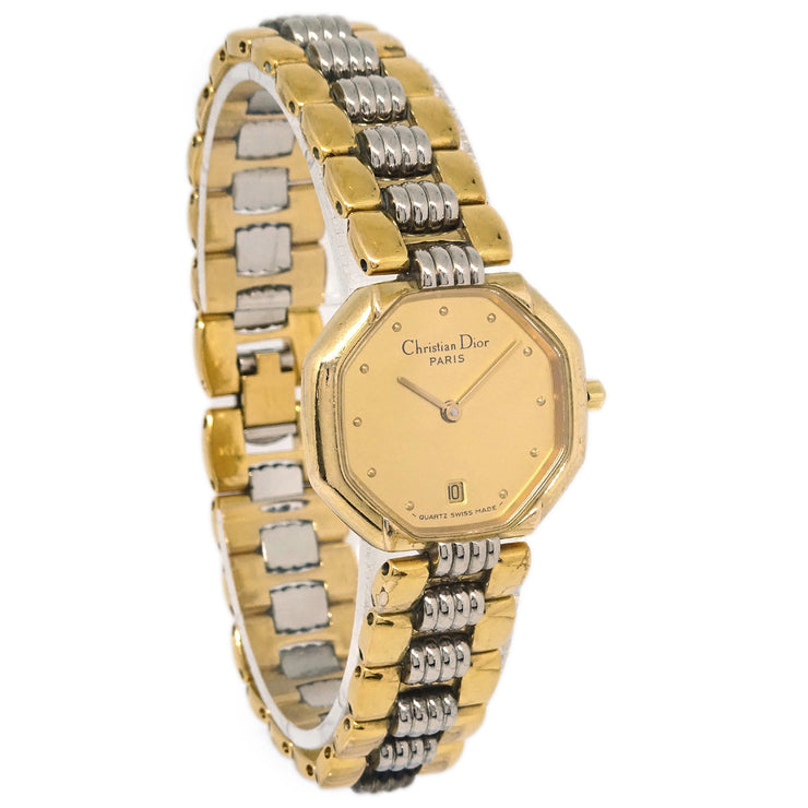 Christian Dior D48-133 Octagon Quartz Watch SS Gold