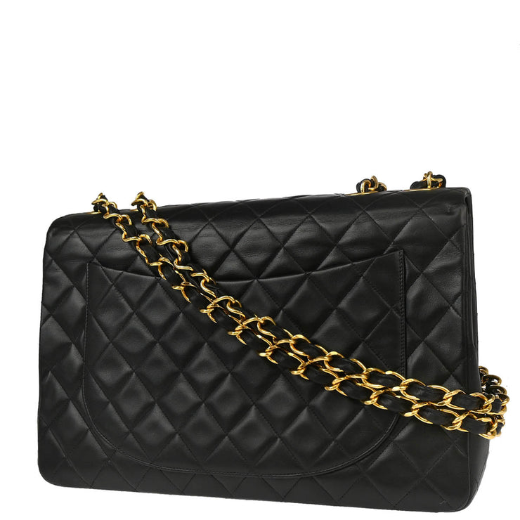 Chanel Black Lambskin Maxi Classic Flap Shoulder Bag