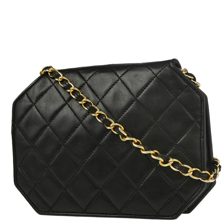 Chanel 1989-1991 Black Lambskin Octagon Shoulder Bag