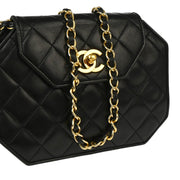 Chanel 1989-1991 Black Lambskin Octagon Shoulder Bag