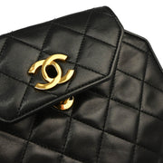 Chanel 1989-1991 Black Lambskin Octagon Shoulder Bag