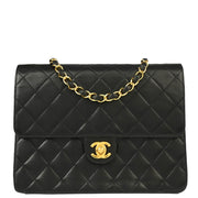 Chanel Black Lambskin Turnlock Small Half Flap Shoulder Bag