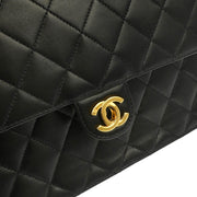 Chanel 2001-2003 Black Lambskin Turnlock Small Half Flap Shoulder Bag