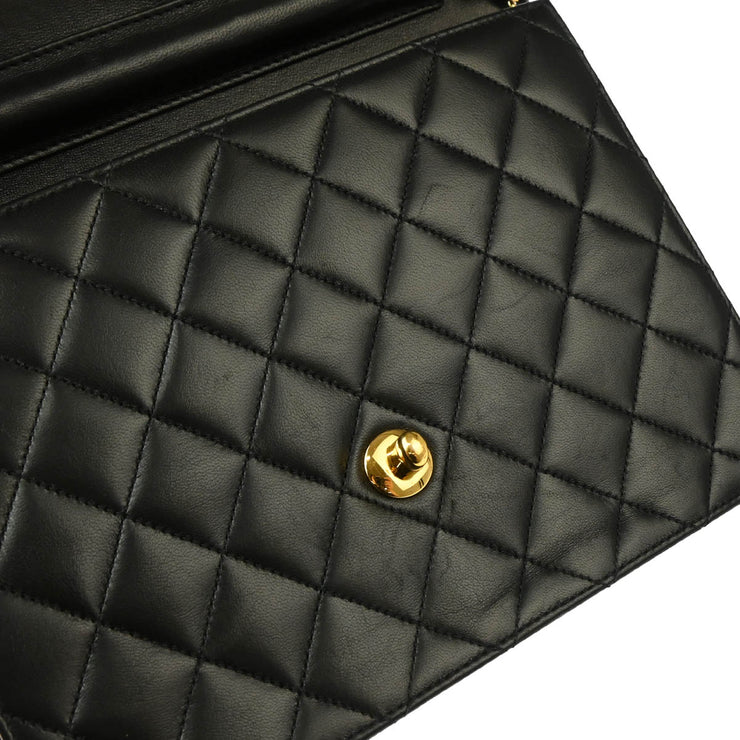 Chanel Black Lambskin Turnlock Small Half Flap Shoulder Bag