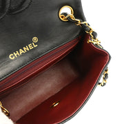 Chanel 1991-1994 Black Lambskin Mini Classic Square Flap Shoulder Bag 17