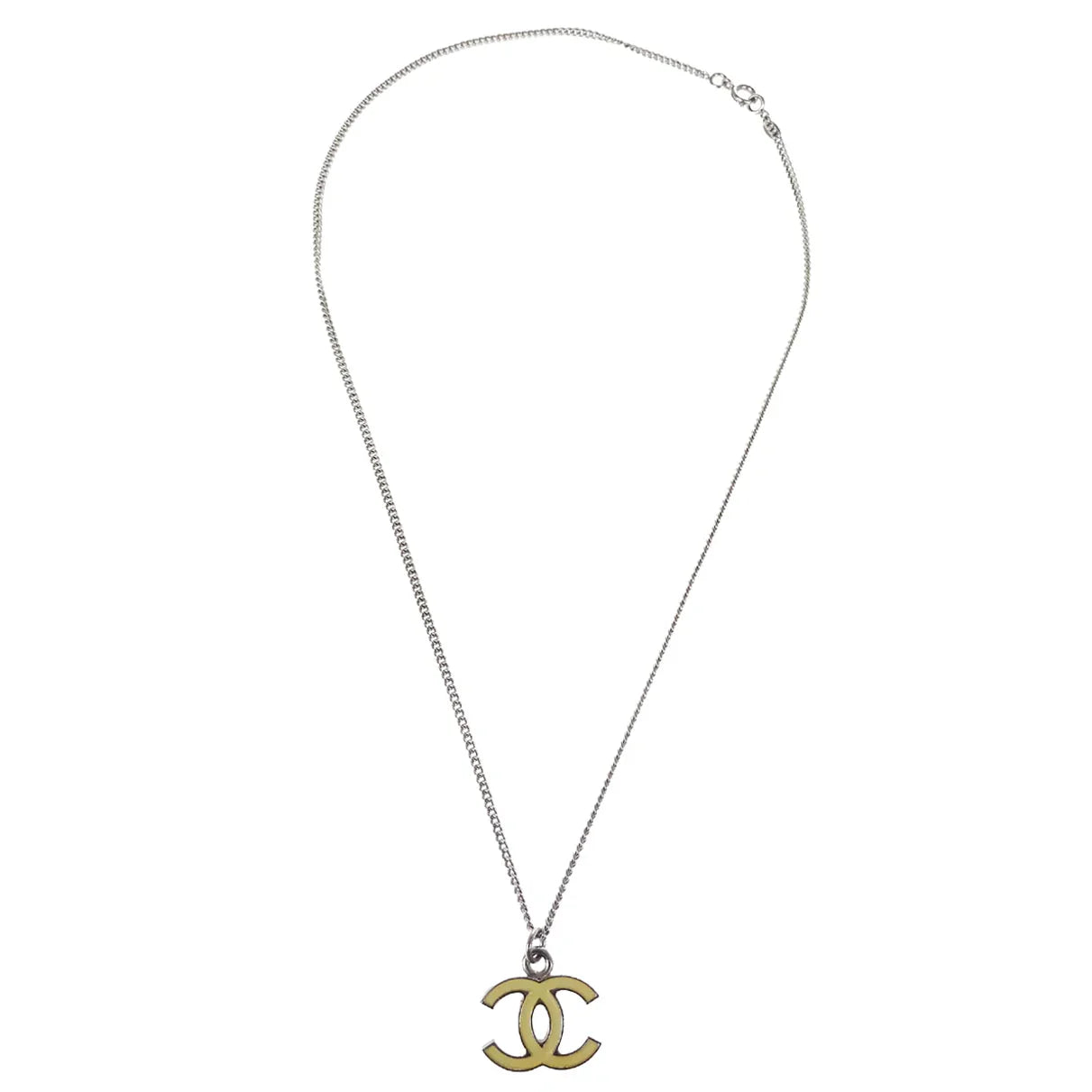 Chanel CC Chain Necklace Pendant Silver 07V