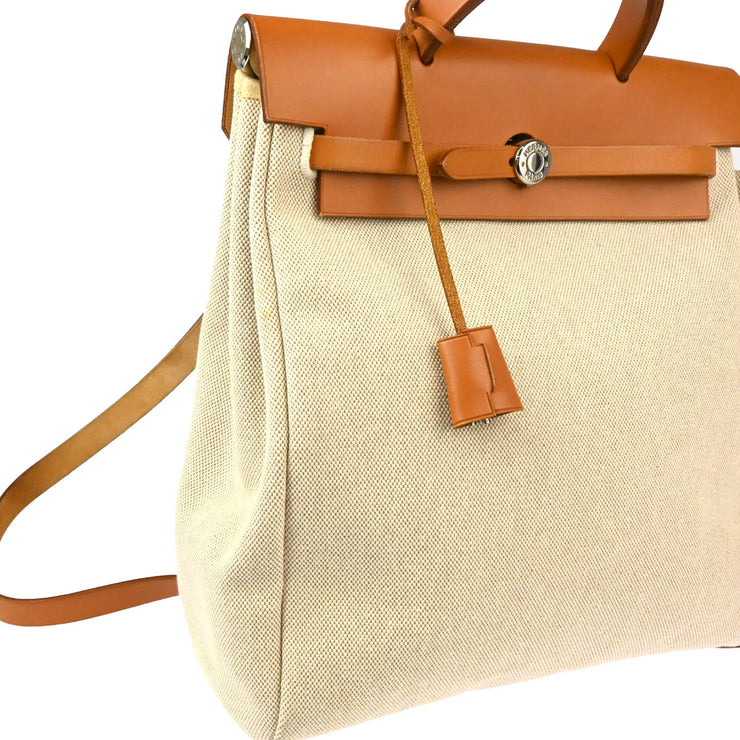 Hermes Beige Brown Toile H Herbag a Dos Backpack