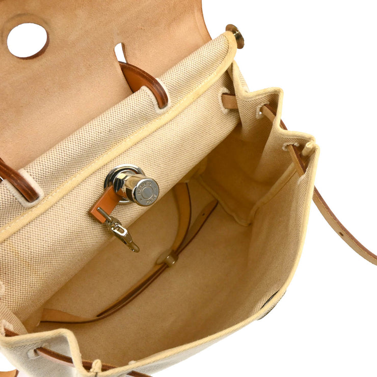 Hermes Beige Brown Toile H Herbag a Dos Backpack