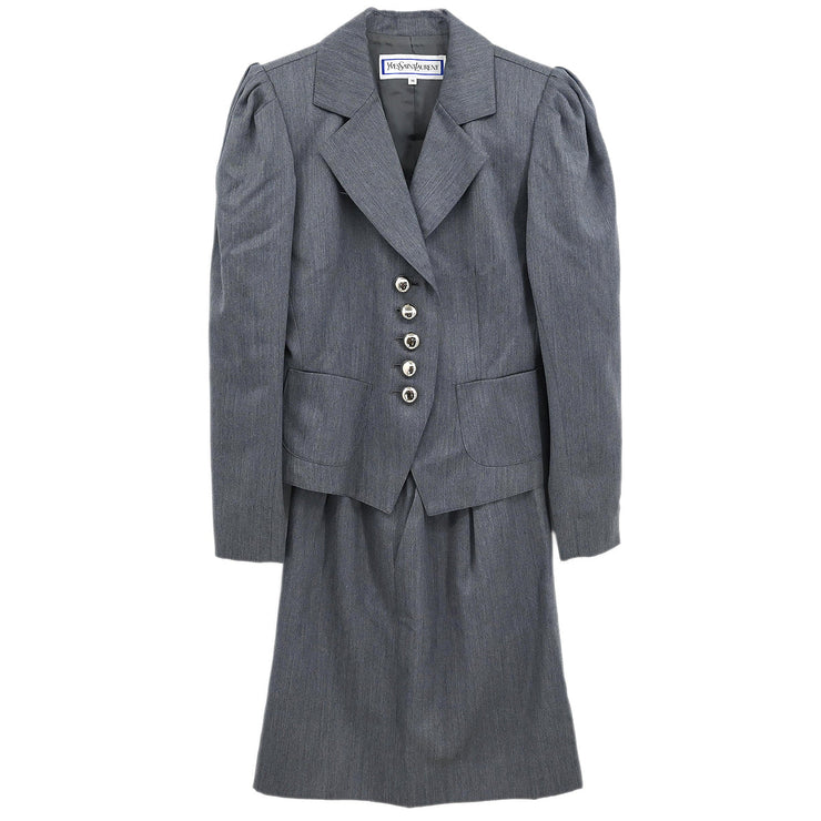 Yves Saint Laurent Setup Suit Jacket Skirt Gray #M