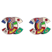 Chanel Earrings Clip-On International Flags Silver 03A